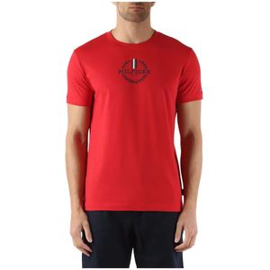 Tommy Hilfiger, Tops, Heren, Rood, L, Katoen, Slim Fit Katoen Logo T-shirt