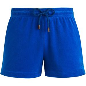 Vilebrequin, Korte broeken, Dames, Blauw, M, Katoen, Solide Terry Shorts met Schildpad Borduursel