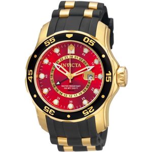 Invicta Watches, Accessoires, Heren, Geel, ONE Size, Pro Diver Kwarts Horloge Rode Wijzerplaat