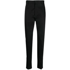Dolce & Gabbana, Zwarte hoog getailleerde pantalons Zwart, Heren, Maat:L