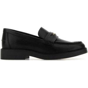 Michael Kors, Schoenen, Dames, Zwart, 38 EU, Zwarte Leren Eden Loafers