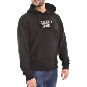 Guess, Sweatshirts & Hoodies, Heren, Zwart, L, Katoen, Sweatshirts