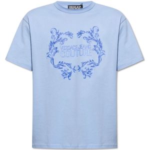 Versace Jeans Couture, T-shirt met logo Blauw, Heren, Maat:S