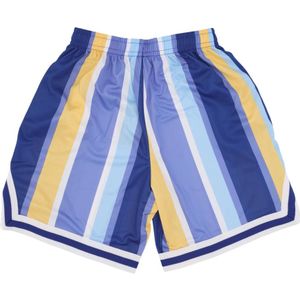 Karl Kani, Sport, Heren, Veelkleurig, M, Polyester, Gestreepte Mesh Basketbalshorts Marineblauw/Lila/Geel