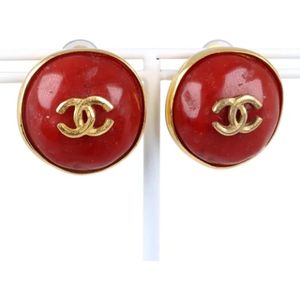 Chanel Vintage, Pre-owned, Dames, Rood, ONE Size, Pre-owned Metal earrings