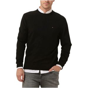 Tommy Hilfiger, Truien, Heren, Zwart, S, Katoen, Heren Cashmere Sweater Met Crew Neck