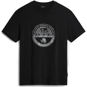 Napapijri, Tops, Heren, Zwart, XL, Katoen, Korte Mouw Logo T-Shirt