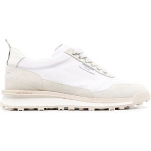 Thom Browne, Schoenen, Dames, Wit, 37 1/2 EU, Suède, Witte Tech Runner Suède Sneakers