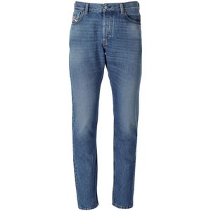 Diesel, Jeans, Heren, Blauw, W33, Katoen, Vintage Lichtblauwe Slim-Fit Jeans