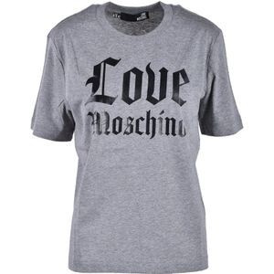 Love Moschino, Tops, Dames, Grijs, 2Xs, Katoen, Grijze T-shirt voor vrouwen