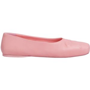 Marni, Schoenen, Dames, Roze, 37 1/2 EU, Leer, Nappa lederen naadloze kleine strik ballet plat