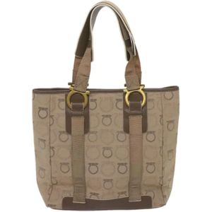 Salvatore Ferragamo Pre-owned, Pre-owned, Dames, Beige, ONE Size, Pre-owned Canvas totes