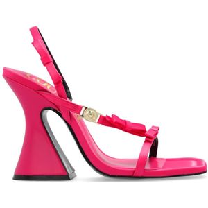 Versace Jeans Couture, Schoenen, Dames, Roze, 40 EU, Satijn, Sandalen met hakken van satijn