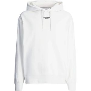 Calvin Klein Jeans, Logo Hoodie Lente Collectie Katoen Sweatshirt Beige, Heren, Maat:XL
