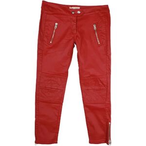 Isabel Marant Pre-owned, Biker Stijl Rode Katoenen Broek Rood, Dames, Maat:M