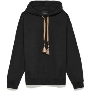 Gaëlle Paris, Sweatshirts & Hoodies, Heren, Zwart, S, Hoodie met lange mouwen en zwart borduursel