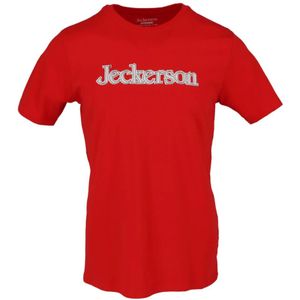 Jeckerson, Tops, Heren, Rood, XL, Katoen, Rode Print Slim Fit T-shirt