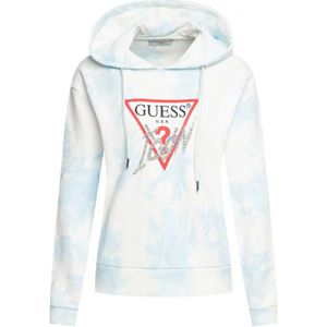 Guess, Sweatshirts & Hoodies, Dames, Wit, S, Katoen, Blauw en Wit Tie-Dye Hoodie