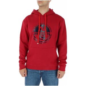 North Sails, Sweatshirts & Hoodies, Heren, Rood, XL, Katoen, Rode Print Sweatshirt met Voorzakken