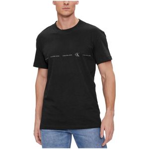 Calvin Klein Jeans, Tops, Heren, Zwart, XL, Katoen, Logo Repeat Heren T-Shirt