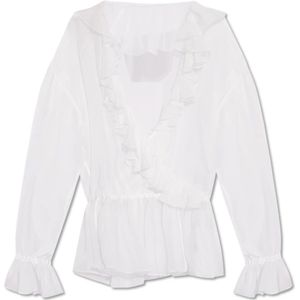 Dolce & Gabbana, Blouses & Shirts, Dames, Wit, XS, Chiffon, Zijden top