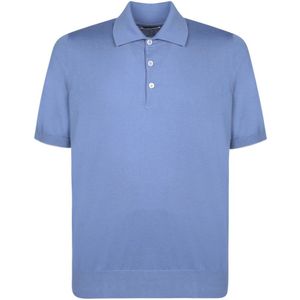 Brunello Cucinelli, Tops, Heren, Blauw, M, Katoen, Polo T-shirt met contrasterende randen