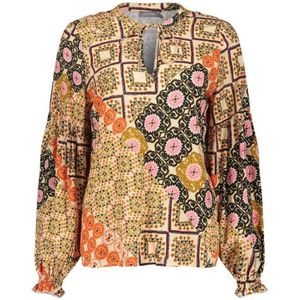 Geisha, Blouse met Mooie Print en Leuk Koordje - Losse Pasvorm, 100% Viscose Veelkleurig, Dames, Maat:M