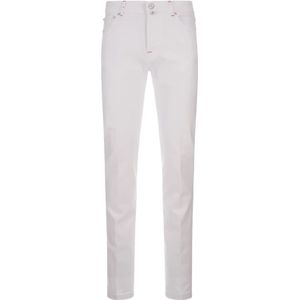 Kiton, Jeans, Heren, Wit, W34, Denim, Witte Slim-Fit Denim Jeans