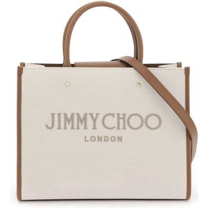 Jimmy Choo, Tassen, Dames, Beige, ONE Size, Katoen, Studded Avenue Tote Bag