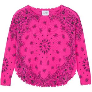 Kujten, Truien, Dames, Roze, L, Wol, Neon Rose Cashmere Bandana Sweater