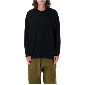 Comme des Garçons, Sweatshirts & Hoodies, Heren, Zwart, L, Wol, Zwarte Gebreide Crewneck Trui Aw 24