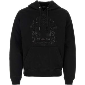 Versace, Sweatshirts & Hoodies, Heren, Zwart, L, Katoen, Zwarte katoenen sweatshirt