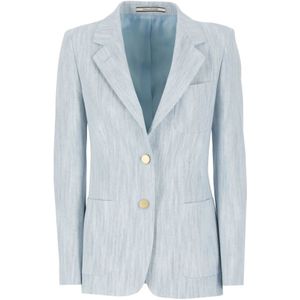 Tagliatore, Lichtblauwe Katoenen Blazer voor Vrouwen Blauw, Dames, Maat:XS