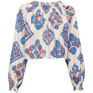 La DoubleJ, Boho Chic Crop Top Blauw, Dames, Maat:L