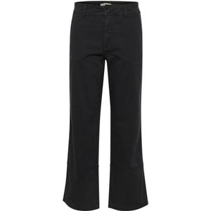 Part Two, Klassieke Straight-Leg Blue Graphite Broek Zwart, Dames, Maat:M