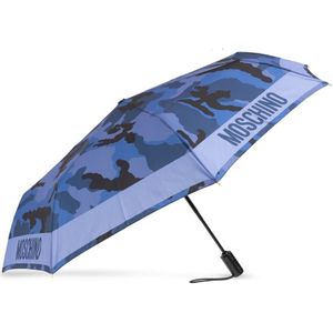 Moschino, Paraplu met logo Blauw, unisex, Maat:ONE Size