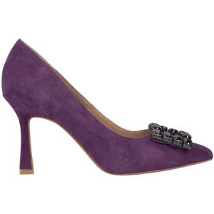 Alma EN Pena, Schoenen, Dames, Paars, 41 EU, Leer, Stiletto hakschoen met ornament