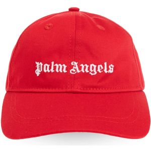 Palm Angels, Accessoires, unisex, Rood, M, Katoen, Baseballpet met logo