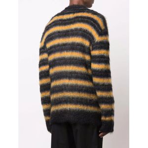 Marni, Truien, Heren, Zwart, L, Gestreepte Mohair Cardigan Zwart