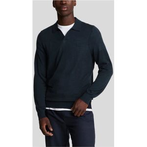 Lyle & Scott, Truien, Heren, Blauw, M, Wol, Blauwe Merino Kraag Trui