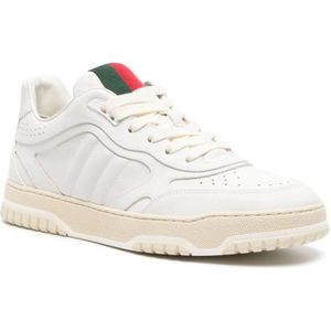 Gucci, Schoenen, Dames, Wit, 36 1/2 EU, Leer, Witte Gewatteerde Panel Sneakers