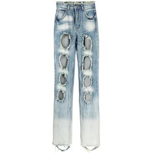 Rui, Jeans, Dames, Blauw, S, Katoen, Versleten straight-leg jeans