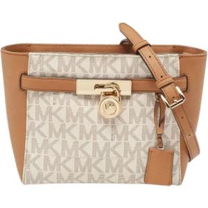Michael Kors Pre-owned, Pre-owned, Dames, Wit, ONE Size, Tweed, Pre-owned Coated canvas shoulder-bags
