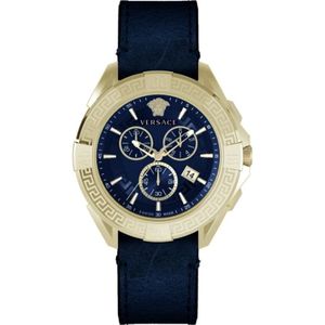 Versace, Chrono Sporty Blauw Goud Horloge Blauw, Heren, Maat:ONE Size