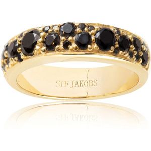 Sif Jakobs Jewellery, Accessoires, Dames, Geel, 56 MM, Novara Uno Zwarte Zirkonia Ring