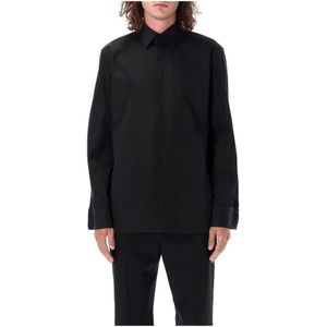 Saint Laurent, Overhemden, Heren, Zwart, 2Xl, Katoen, Zwarte Zijden Klassieke Overhemd Aw 24