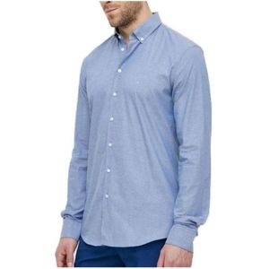 Calvin Klein, Overhemden, Heren, Blauw, 4Xl, Katoen, Blauwe Geometrische Button-Up Shirt