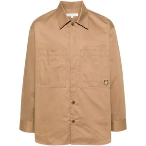 Maison Kitsuné, Beige Overshirt Beige, Heren, Maat:M