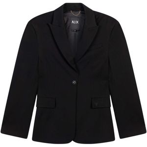 Alix The Label, Jassen, Dames, Zwart, XS, Zandloper Blazer, Geweven Stijl, Blazers