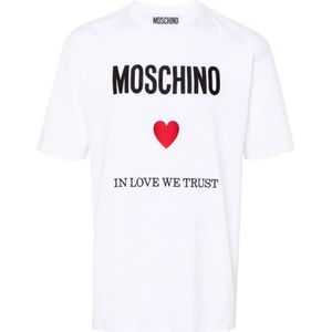 Moschino, Tops, Heren, Wit, S, Katoen, T-Shirts